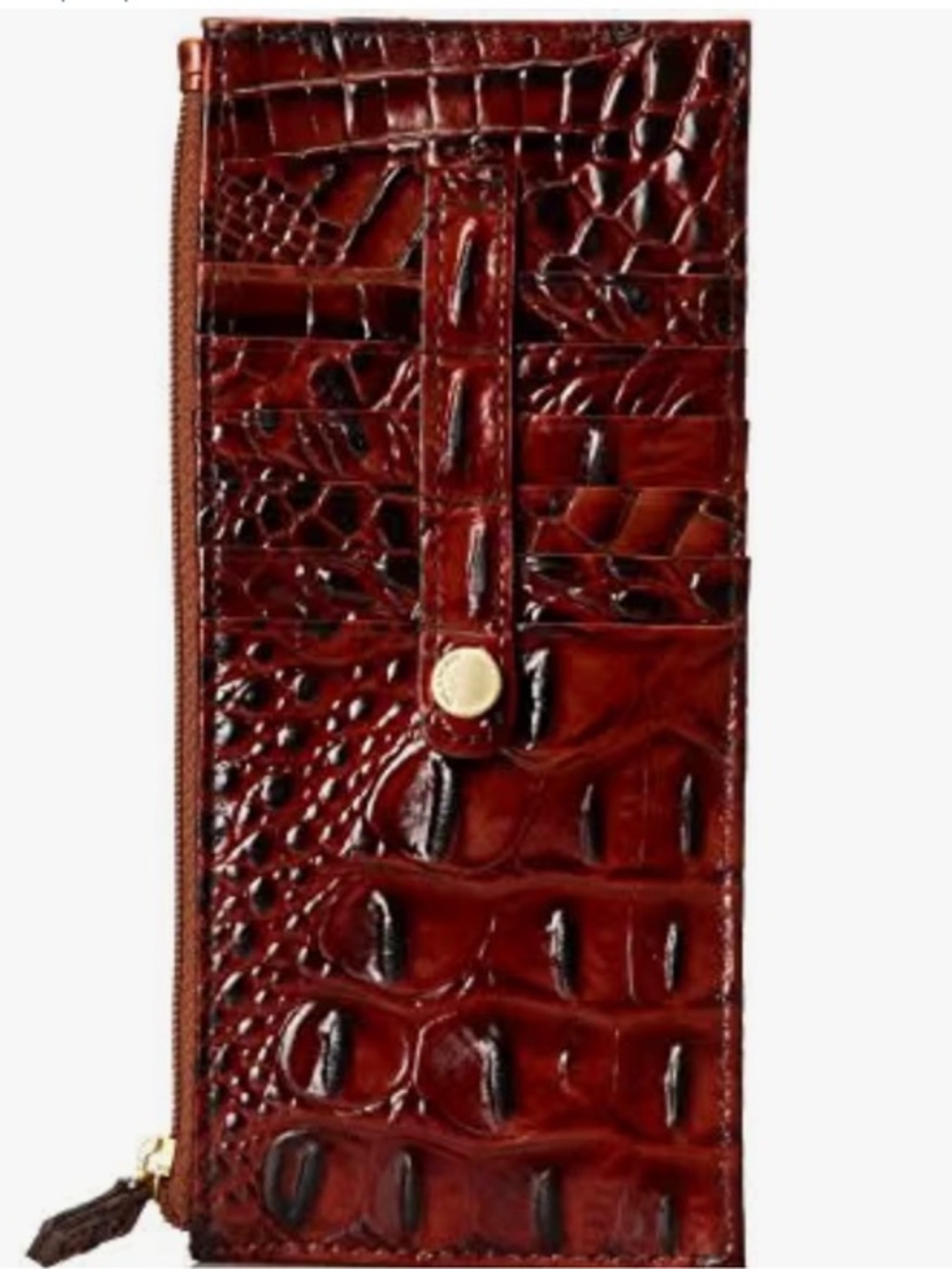 Brahmin Women’s Slim Embossed Credit Card Wallet in Pecan